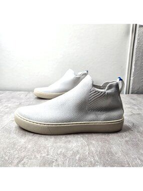 Rothy's The Chelsea Boot Sneakers Sz 7 White Knit High Top Comfort Sporty Shoes